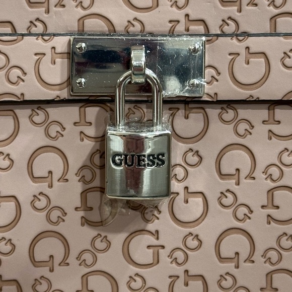 New Guess Blush Mauve Logo Satchel Lock Bag Crossbody adjustable Strap - Picture 2 of 13